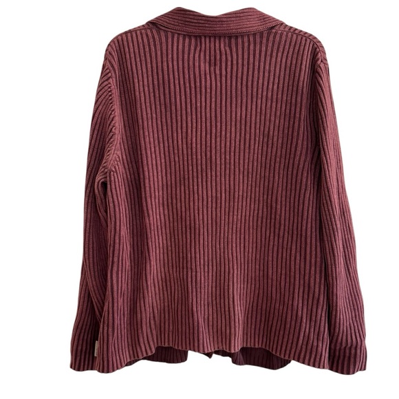 VTG Woolrich Cabernet Knit Cardigan Ribbed Button Up Sweater L - Picture 4 of 9